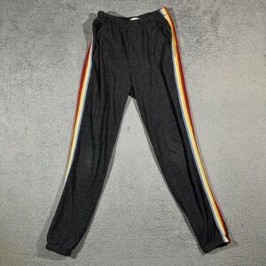 Spiritual Gangster Soulcycle Womens Size 14 Gray Rainbow Striped Joggers #3248